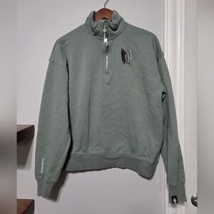 Shihiko Wings of Freedom 1/4 Zip Sweatshirt Anime Attack on Titan Unisex Large